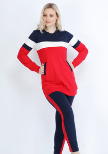 Red and navy  basic cotton Sportsuit