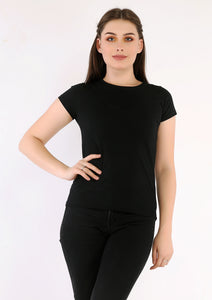 Half-sleeve black cotton bodysuit
