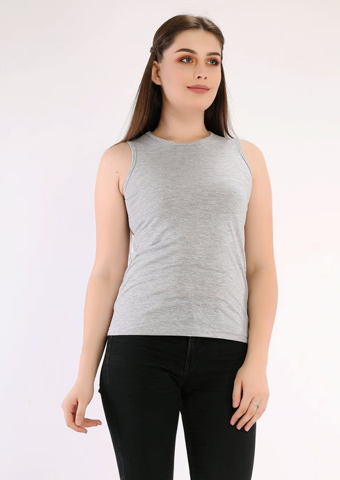 Large gray cotton tank top bodysuit