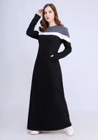 Abaya sport crêpe noire et grise en coton