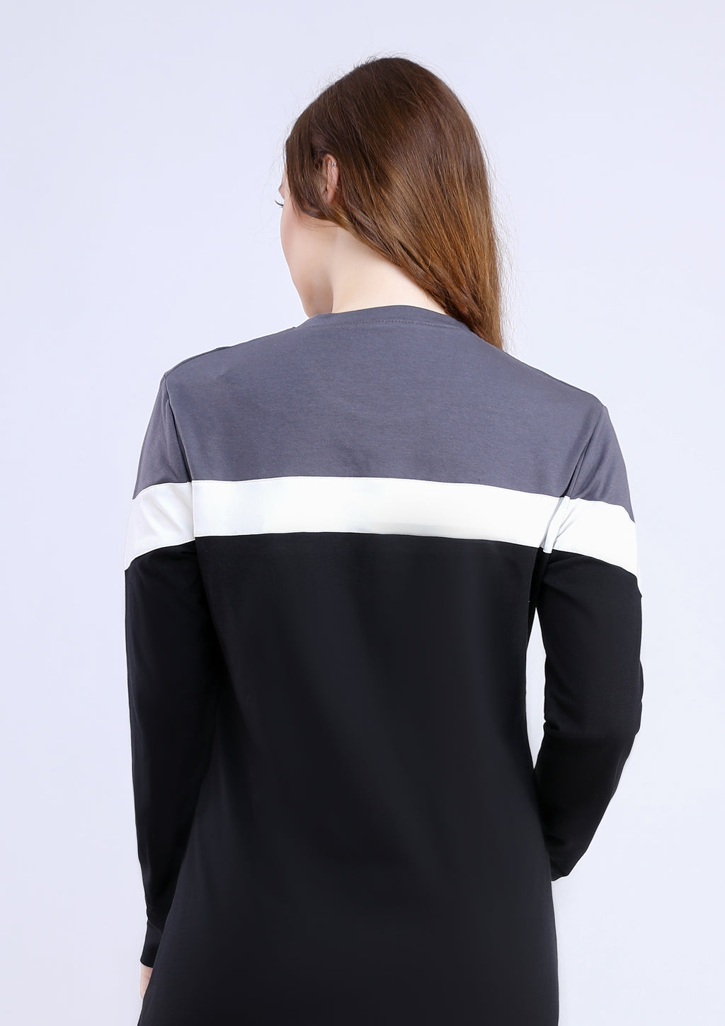 Abaya sport crêpe noire et grise en coton