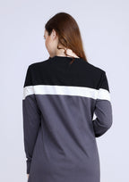 Abaya sport crêpe noir et gris en coton