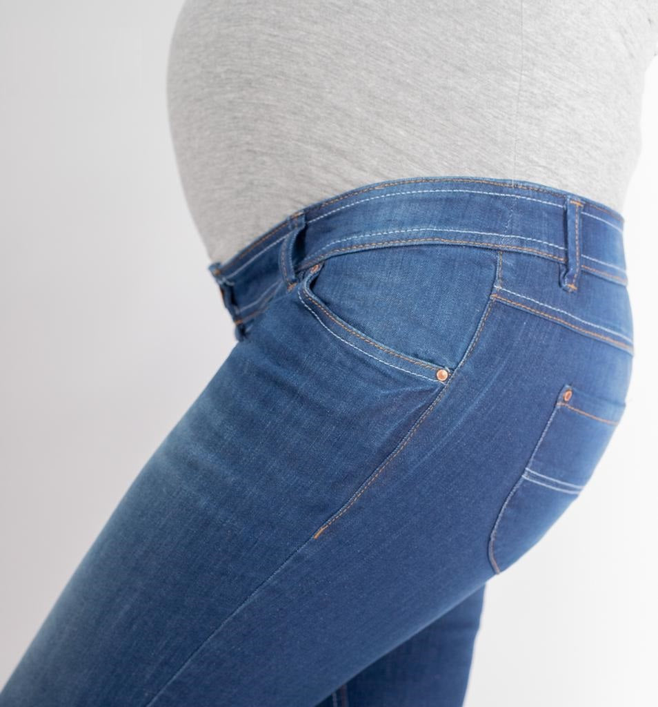 Pantacourt jeans pour femme enceinte bleu marine