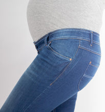 Load image into Gallery viewer, Blue navy cotton lycra jeans capris  for pregnant women
