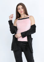 Black Heidi pyjamas 3-pieces set with double-sided lining