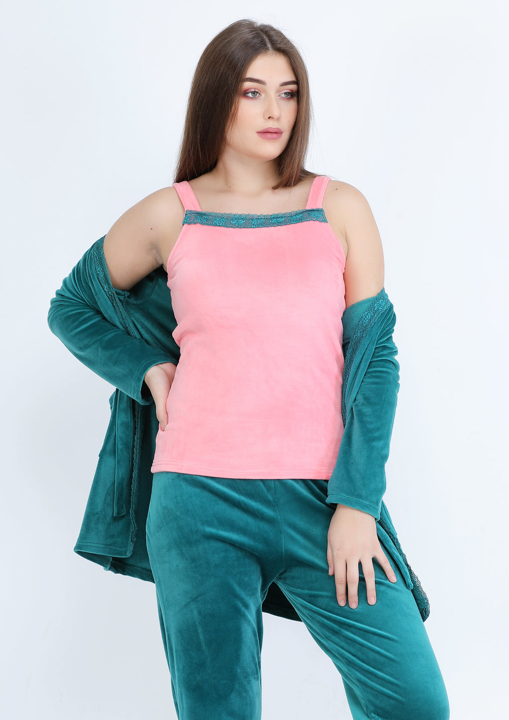 Petrol Heidi pyjamas 3-pieces set with double-sided lining