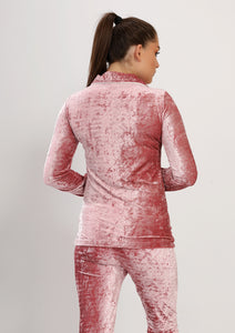 Pyjama en velours crêpe rose