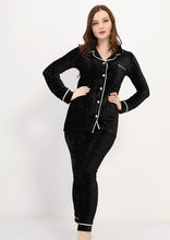 Load image into Gallery viewer, Velvet black crepe pajamas