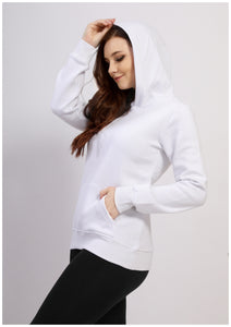 Sweatshirt blanc en coton à doublure et capuchon
