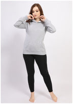 Sweatshirt gris en coton à doublure et capuchon