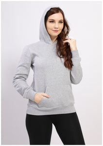 Sweatshirt gris en coton à doublure et capuchon