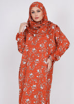 اسدال فسكوز مستورد بنقشة ورد أبيض - أورانج