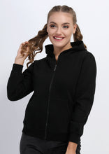 Load image into Gallery viewer, Black cotton hooded sweatshirt with zipper for ages 6 to 18