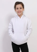 Load image into Gallery viewer, White cotton sweatshirt with lined hood for 6 to 18 years old