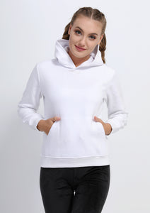 White cotton sweatshirt with lined hood for 6 to 18 years old