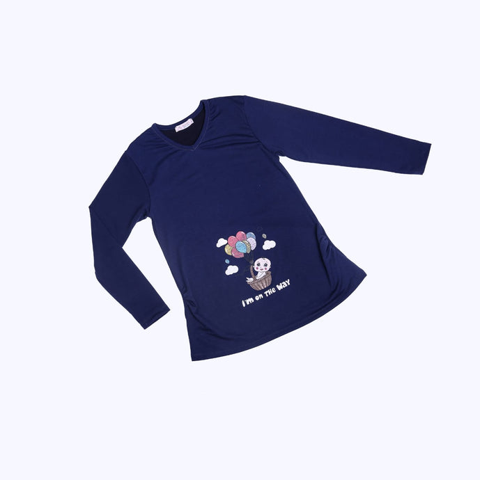 Blue navy maternity tshirt - model 3009