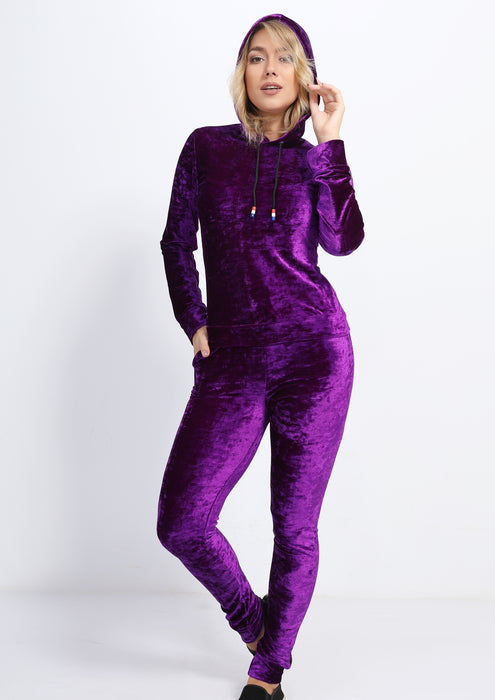 Velvet purple pajamas with hood