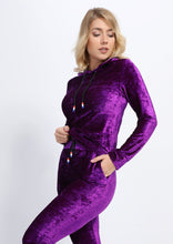 Load image into Gallery viewer, Velvet purple pajamas with hood