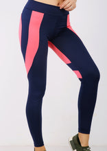 Load image into Gallery viewer, Navy and pink polyester leggings