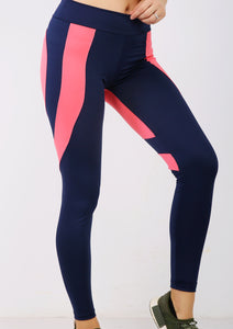 Navy and pink polyester leggings