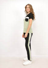 Load image into Gallery viewer, Short-sleeved khaki and black cotton Sportsuit