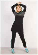 Load image into Gallery viewer, Olive and black  cotton Sportsuit with hood