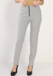 High waist white striped pants