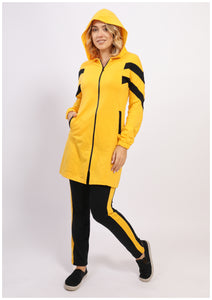 Long yellow milton cotton Sportsuit with  hood and zipper