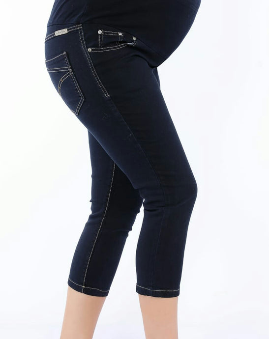 Pantalon jeans pour femme enceinte modèle 402 - bleu marin