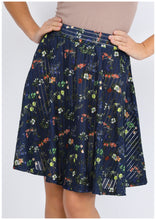 Load image into Gallery viewer, Blue navy skirt with rose patterns