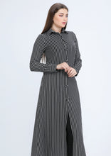 Load image into Gallery viewer, Liverpool black striped button-up dress