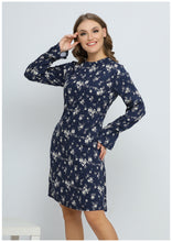 Load image into Gallery viewer, Short navy blue dress with long sleeves