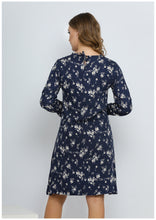 Load image into Gallery viewer, Short navy blue dress with long sleeves