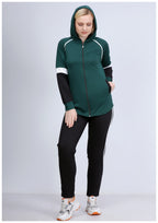 Milton tracksuit with zipper and hood in olive green and black 