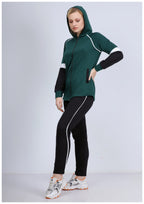 Milton tracksuit with zipper and hood in olive green and black 