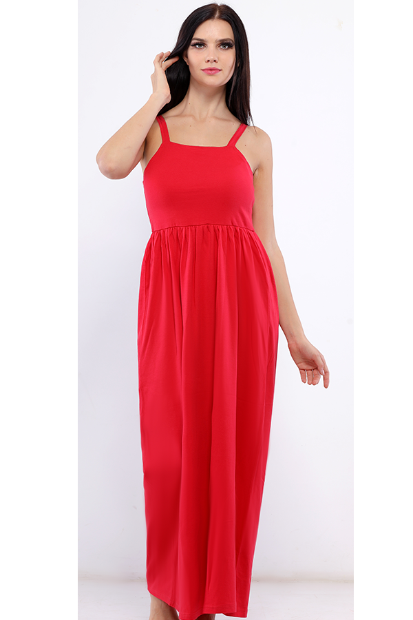 فستان سالوبت من القطن الخالص احمر - pumpkinU