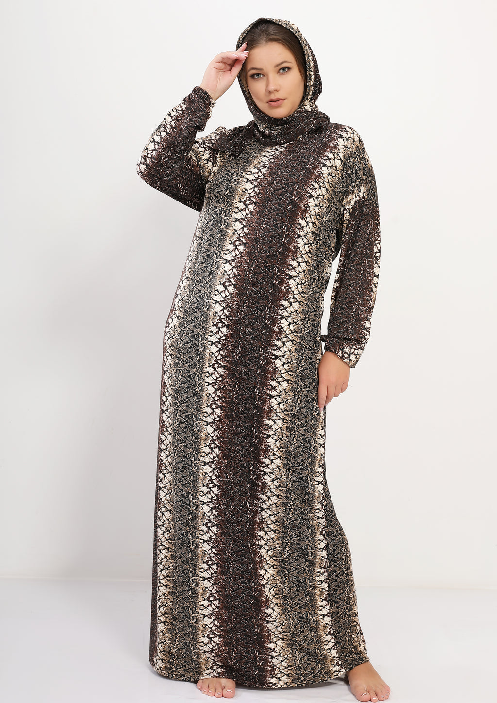 Isdal en polyester design tigré marron