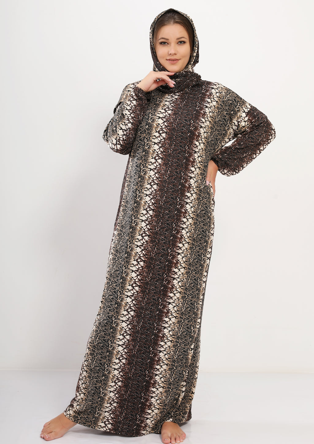 Isdal en polyester design tigré marron