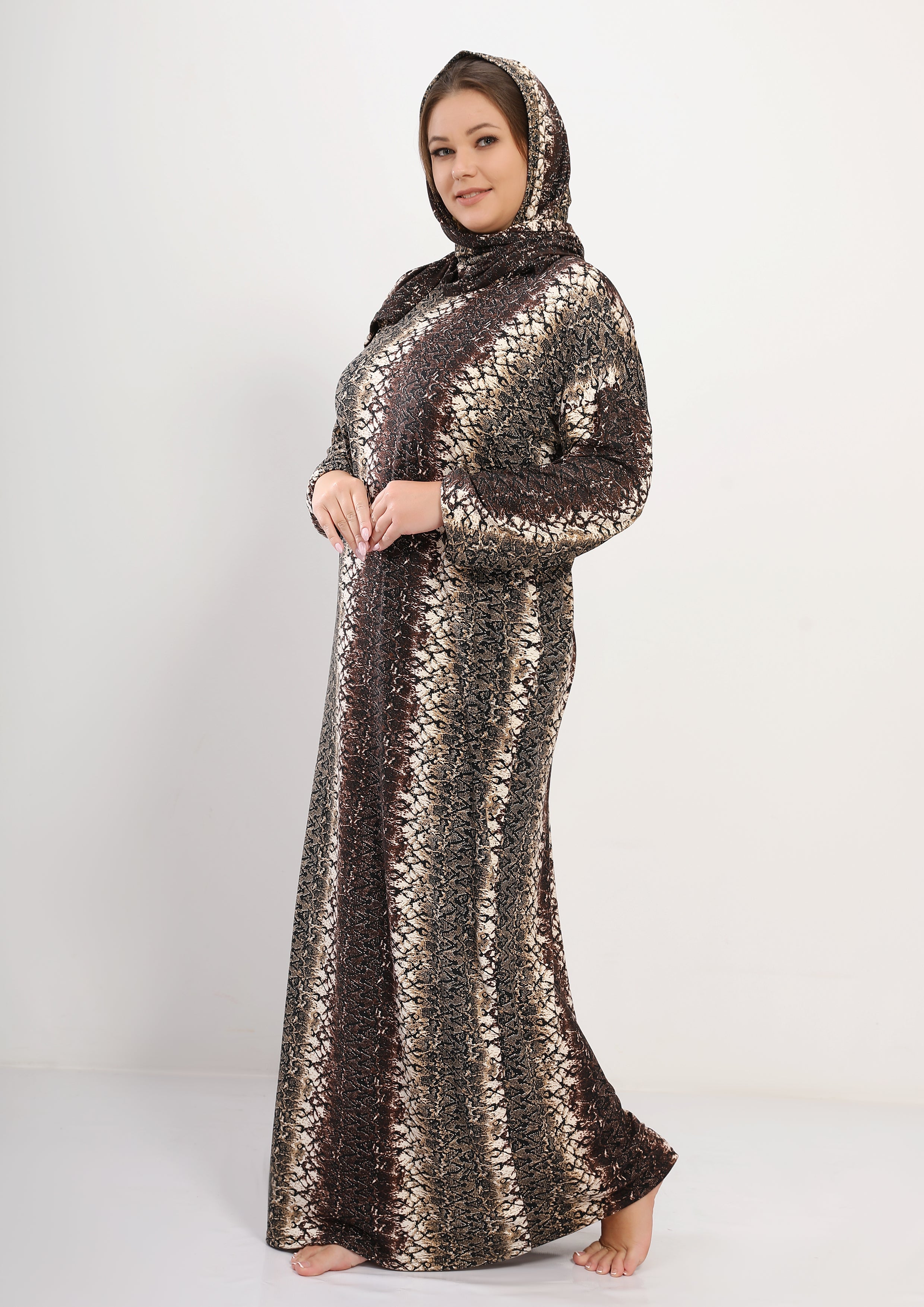 Isdal en polyester design tigré marron