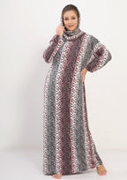 Polyester burgundy Isdal, with tiger design