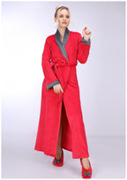 روب طويل هايدي مبطن من الوشين احمر في رمادي