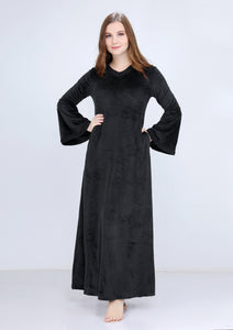 Lace abaya with long sleeves Heidi cotton, black, with lining on both sides