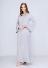 Load image into Gallery viewer, Long-sleeves gray lace cotton Heidi abaya with lining on both sides