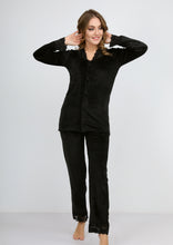 Load image into Gallery viewer, Black Heidi pajamas with lace and lining on both sides