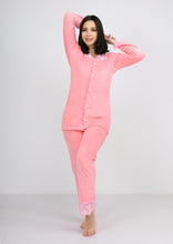 Load image into Gallery viewer, Pink Heidi pajamas  with lace and lining on both sides