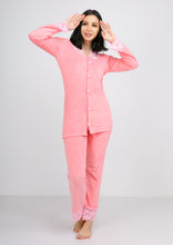 Load image into Gallery viewer, Pink Heidi pajamas  with lace and lining on both sides