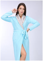 روب شتوي فرو هايدي مبطن من الوشين سماوي