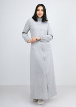 Charger l&#39;image dans la galerie, Abaya sport couleur challis à col haut avec fermeture éclair et poches