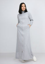 Load image into Gallery viewer, Challis plain high neck sport Abaya with zipper and pockets