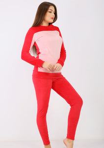 Pyjama heidi fuschia avec doublure des deux faces à poitrine et intérieur des bras en rose clair